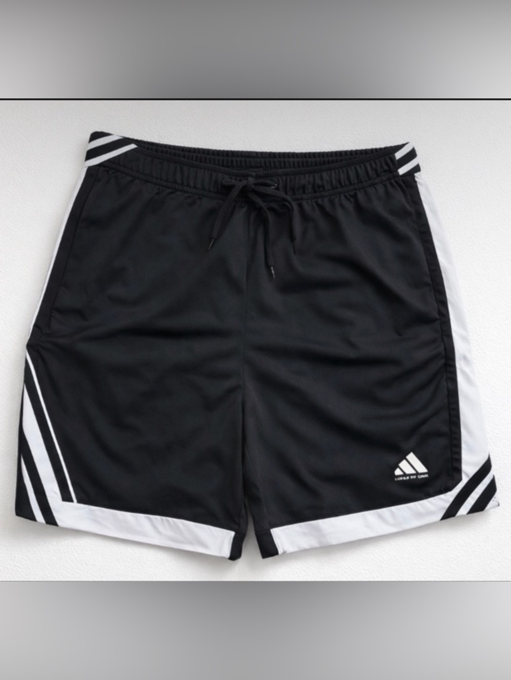Adidas Black Athletic Shorts Loose Fit Size XXL White Stripe
